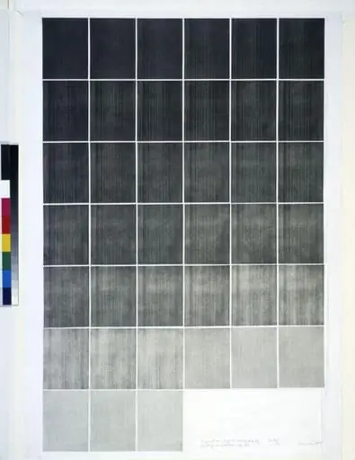 Drypoint on Aluminium Exhausted by printing in an Edition of 39, by Dóra Maurer