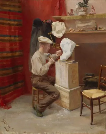 Emil Wikström ateljeessaan Pariisissa, by Dora Wahlroos
