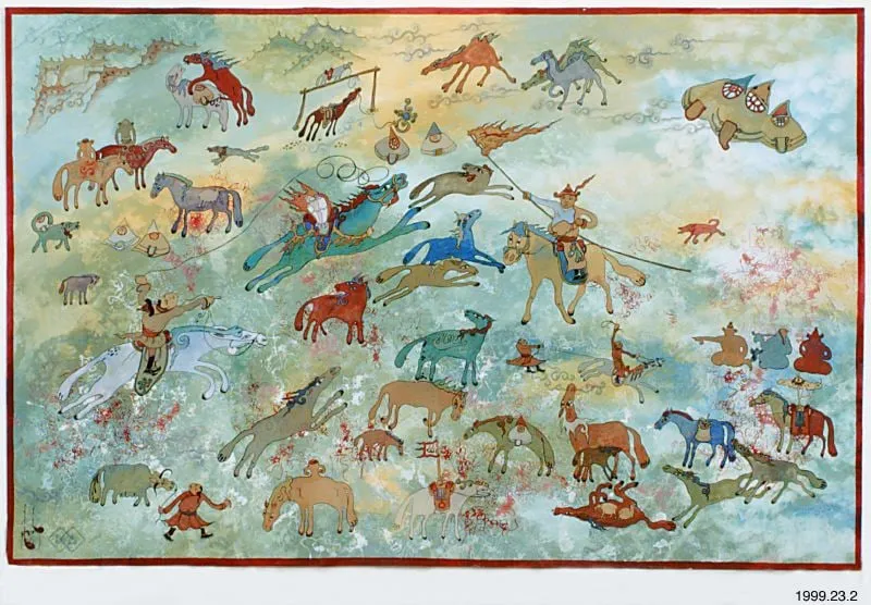 painting, by Dorjdan, Mongols Sanjaajamts, paint