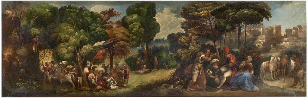 Arrival of the Trojans at the Strophades Islands and the Attack of the Harpies, by Dosso Dossi