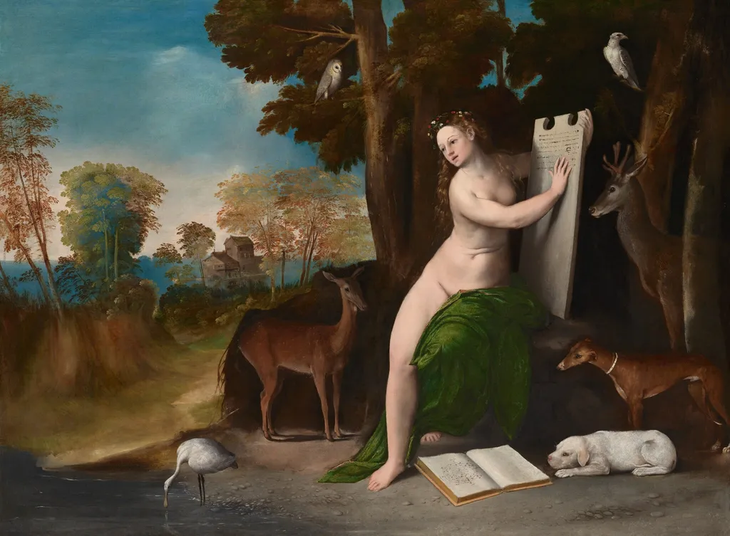 Circe and Her Lovers in a Landscape, by Dosso Dossi, oil, 1525