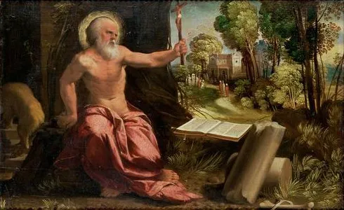Saint Jerome, by Dosso Dossi, oil, 1519