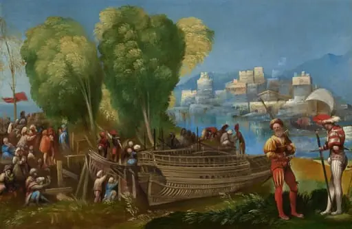 The Trojans Repairing Their Ships in Sicily, by Dosso Dossi, 1520