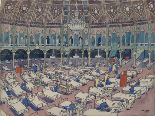 View of the Dome, Brighton Pavilion, in use as a hospital for Indian soldiers during the Great War, by Douglas Fox Pitt