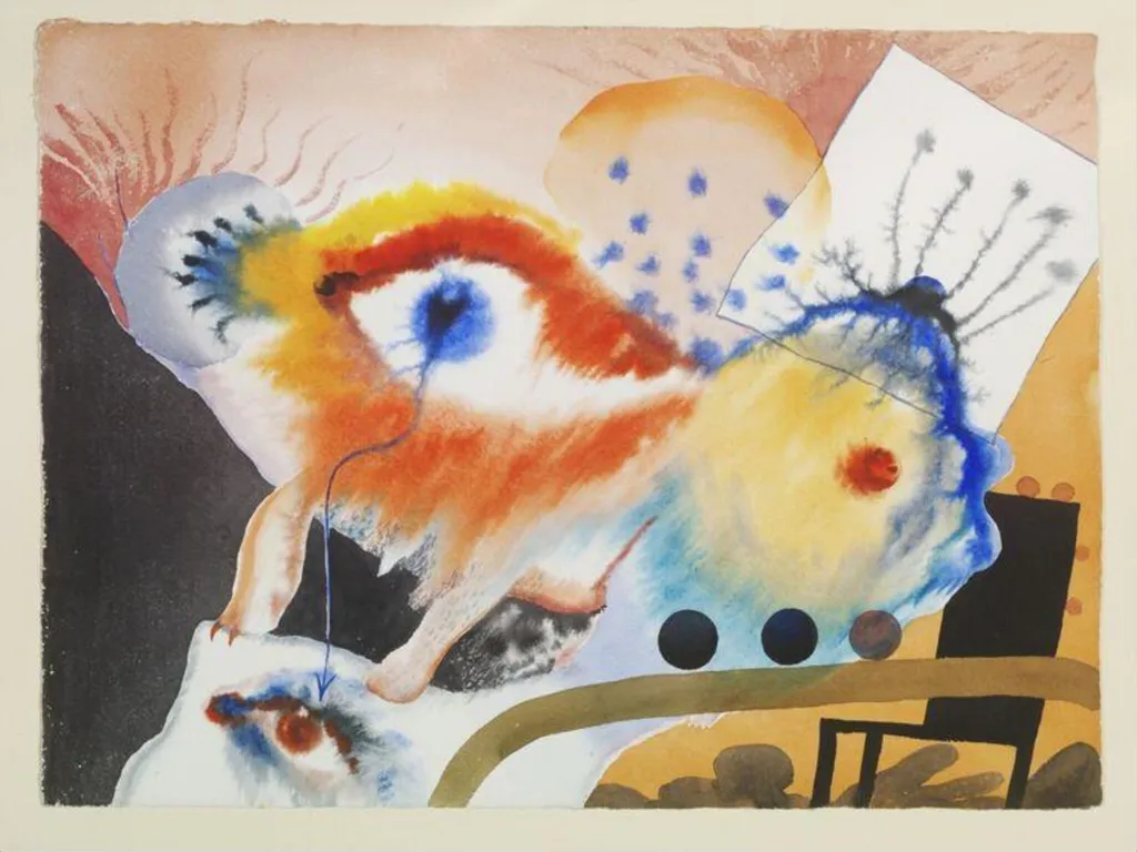 Abstract with Eye and Breast, by Dr. Grace Pailthorpe, watercolor, 1938