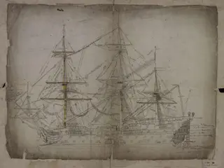 Drawing of a ship possibly for a production of Richard II