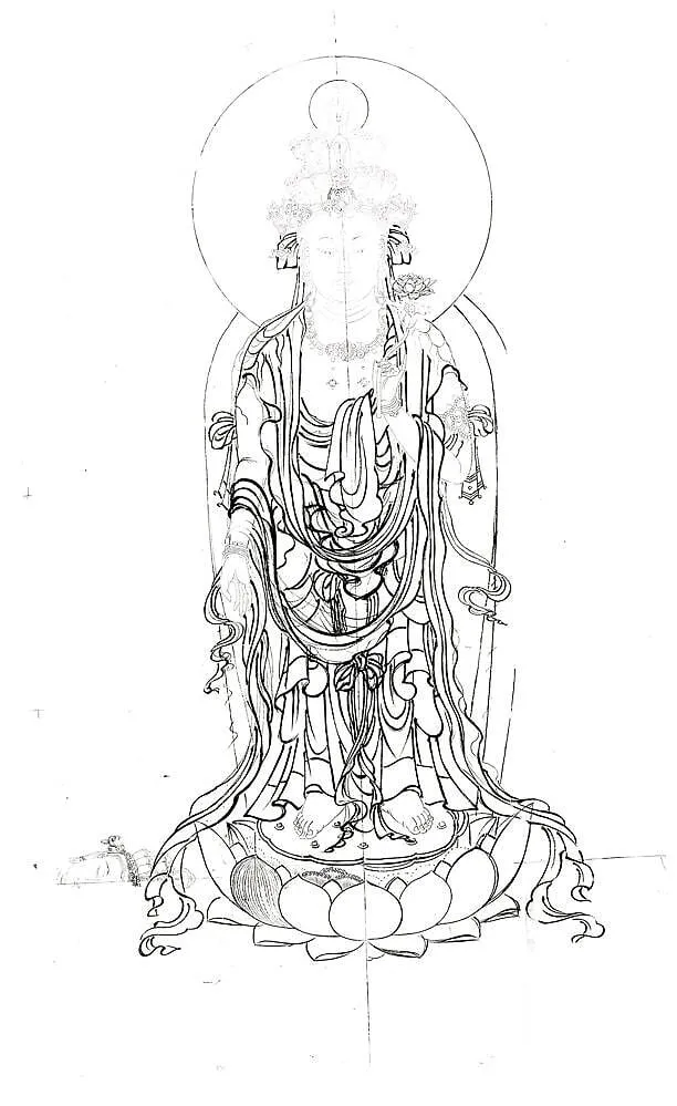 十一面観音像下絵|Drawing of Eleven-headed Kannon, ink, 1649