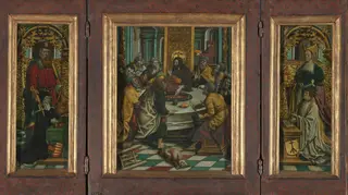 Drieluik met het Laatste Avondmaal en stichters