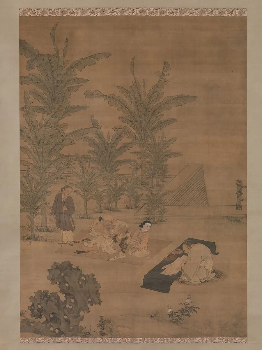 明 杜堇 伏生授經圖 軸|The Scholar Fu Sheng Transmitting the Book of Documents, by Du Jin, ink, 1487