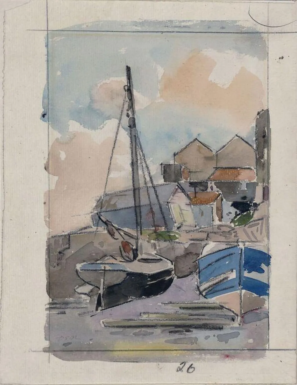 Boats, by Dugald Sutherland MacColl, watercolor