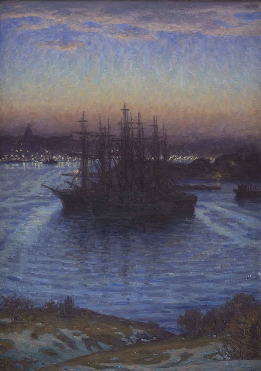 Ships at Anchor. Winter, by Duke of Närke Prince Eugen, oil, 1908