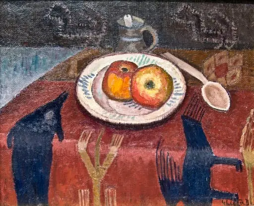 Farfurie cu mere și lingură de lemn, by Dumitru Ghiață