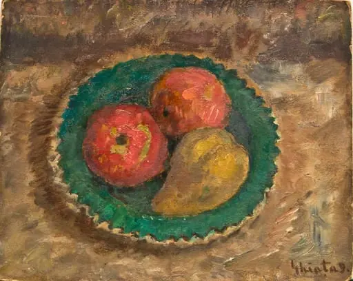 Farfurie verde cu fructe, by Dumitru Ghiață