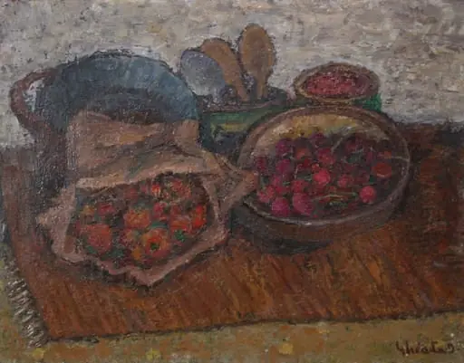 Natură moartă cu căpșuni, by Dumitru Ghiață