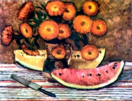 Natură moartă cu pepene, by Dumitru Ghiață