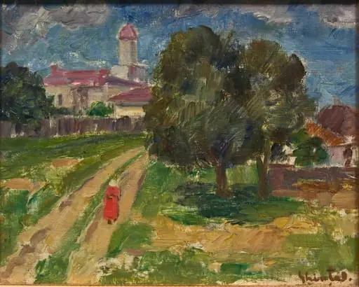Peisaj cu biserică, by Dumitru Ghiață