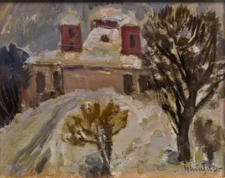 Peisaj la Cerneți, by Dumitru Ghiață