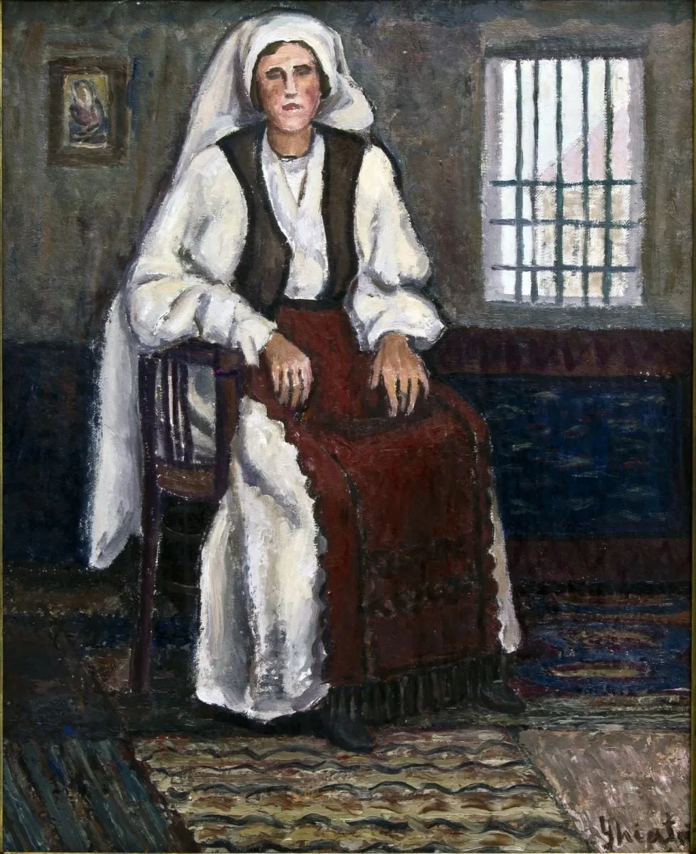 Țărancă pe laviță, by Dumitru Ghiață, unspecified, 1925