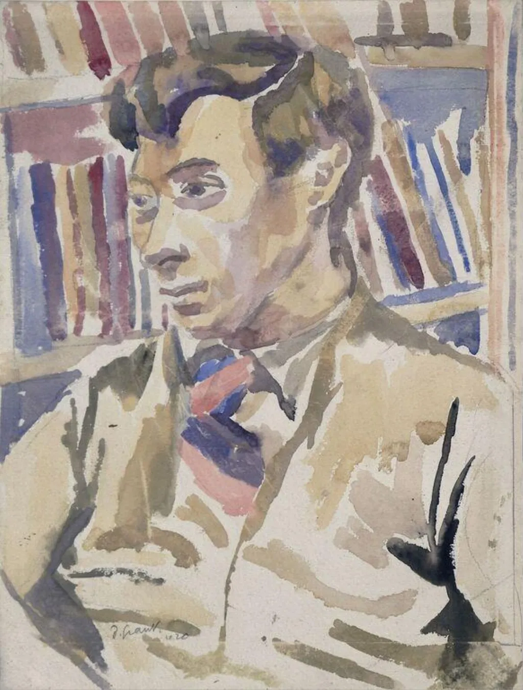 Portrait of a Man, by Duncan Grant, watercolor, 1920