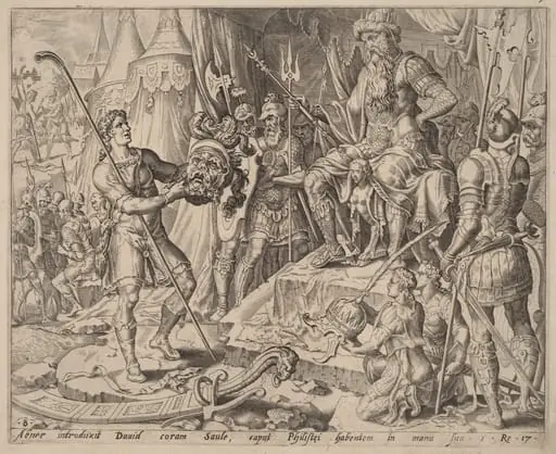 David with Goliath's Head before Saul, by Dutch 16th Century
