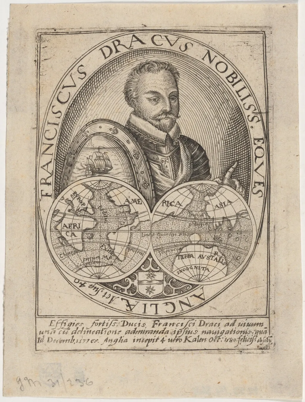 Sir Francis Drake, by Dutch 16th Century, ink, 1550