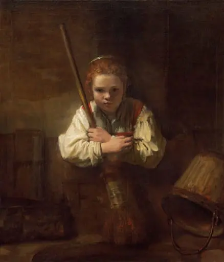 A Girl with a Broom, by Dutch 17th Century