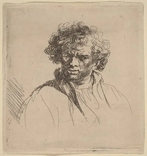 Curly-Headed Man with a Wry Mouth, by Dutch 17th Century