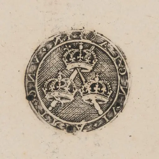 Three Crowns Supported by Two Sceptres [left half], by Dutch 17th Century