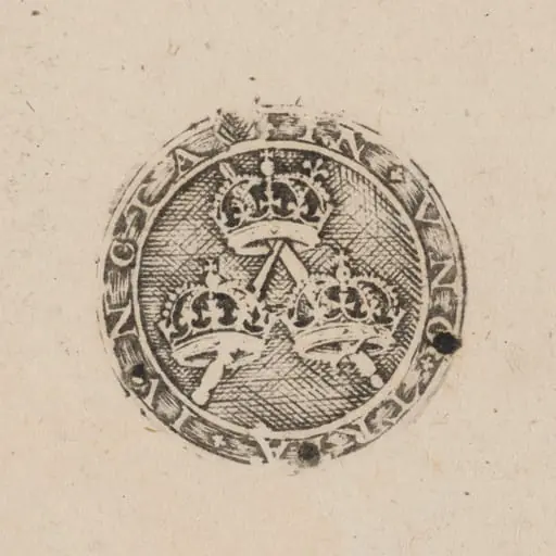 Three Crowns Supported by Two Sceptres [right half], by Dutch 17th Century