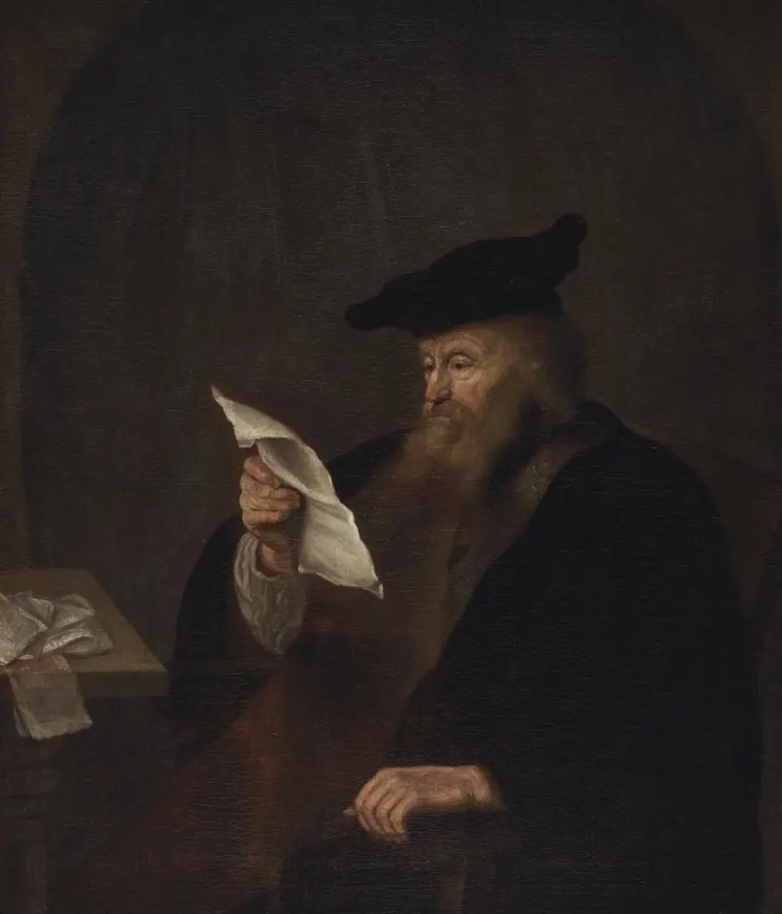 Scholar reading in study, by Dutch School