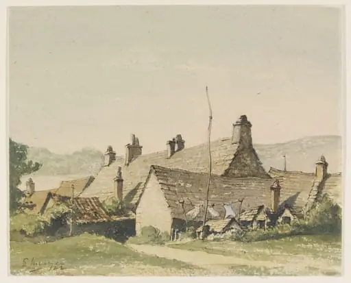 Cottages, Corfe, by E. B. Musman
