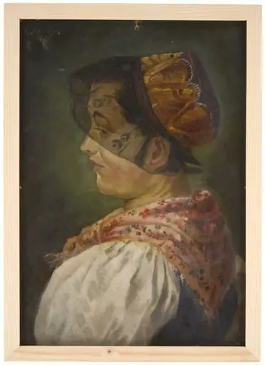 Brustbild einer Kinzigtälerin, by E. Dreher, 1850