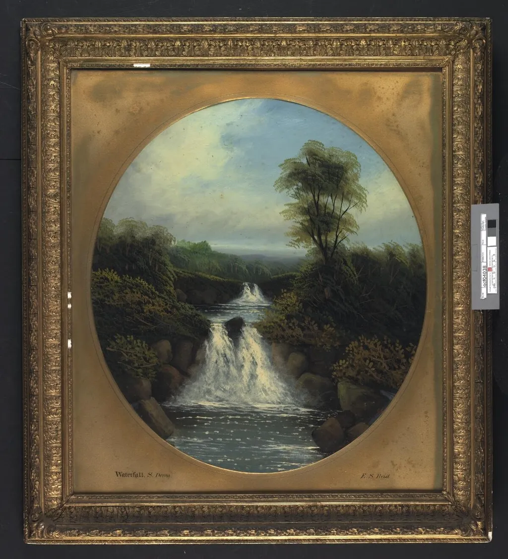 Waterfall, South Devon, by E. S. Reid, oil, 1896