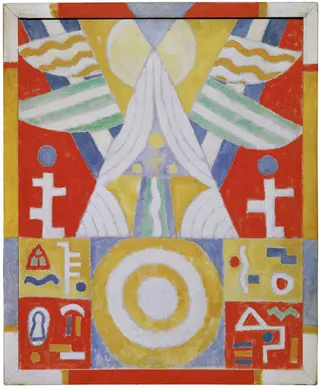 Arrangement - Hieroglyphics (Painting No. 2), by Marsden Hartley, oil, 1914