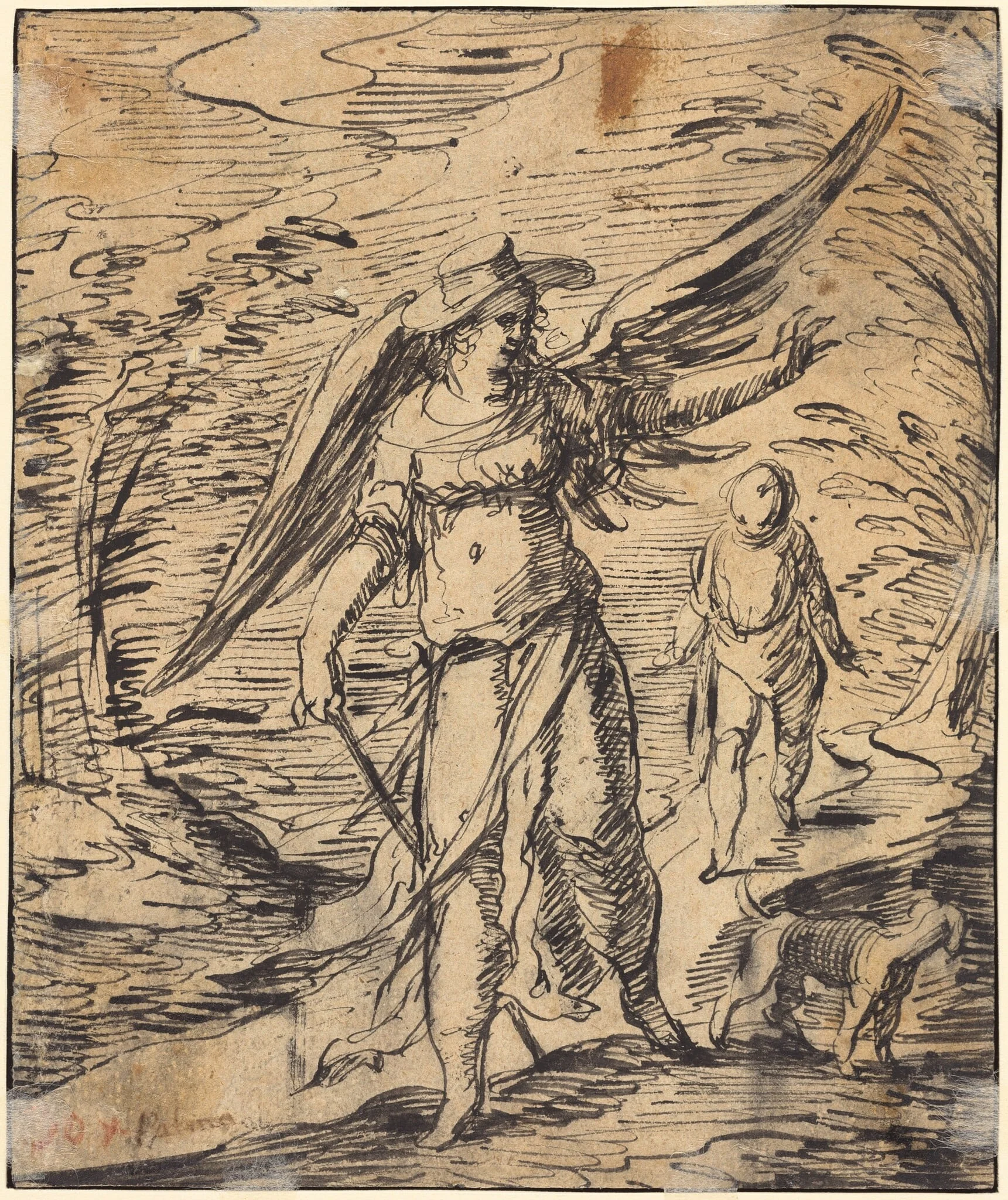 Tobias and the Angel [verso], detail