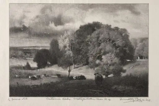 Autumn Oaks, by Timothy Cole, 1917