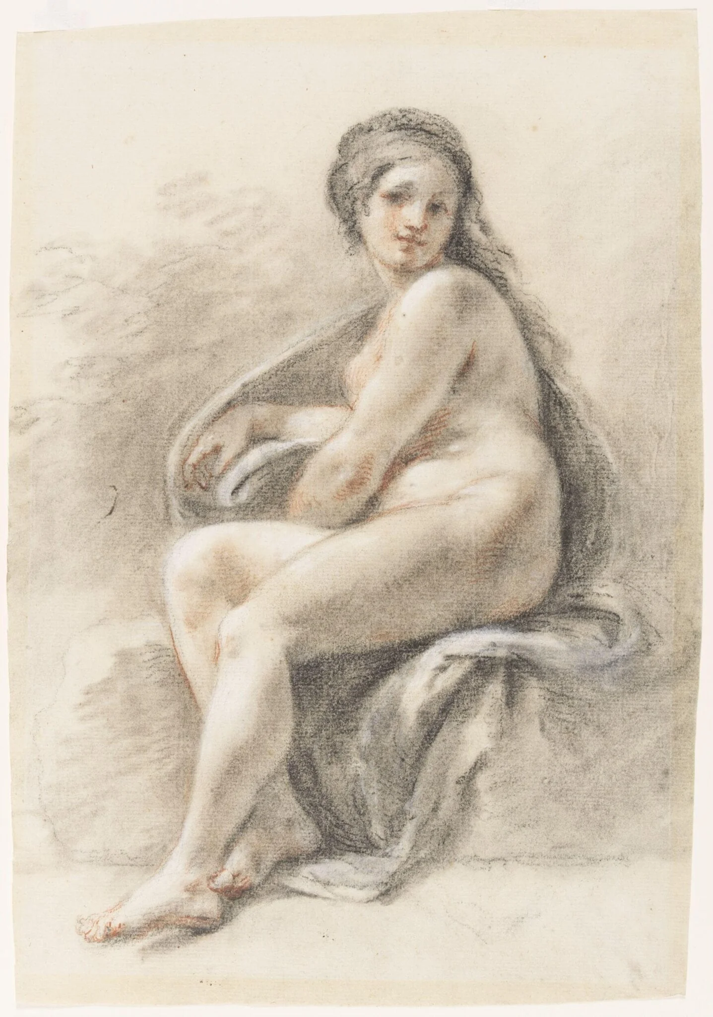 Seated female nude, detail