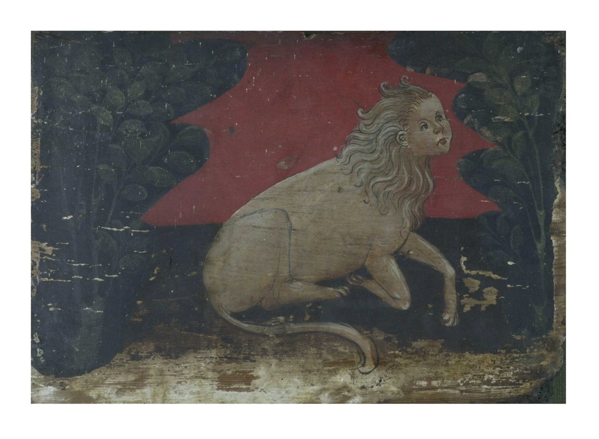 A Human-headed lion in a landscape, detail
