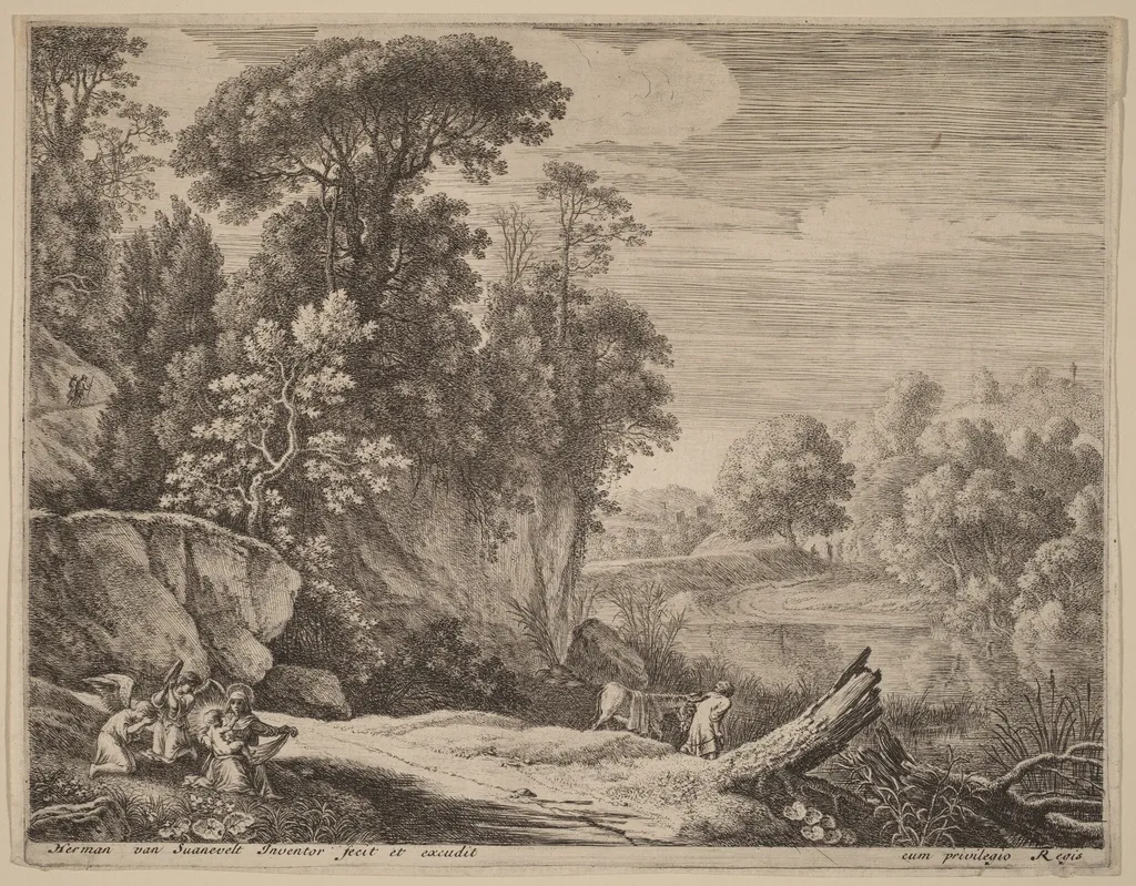The Donkey Led to the River, by Herman van Swanevelt, ink, 1628