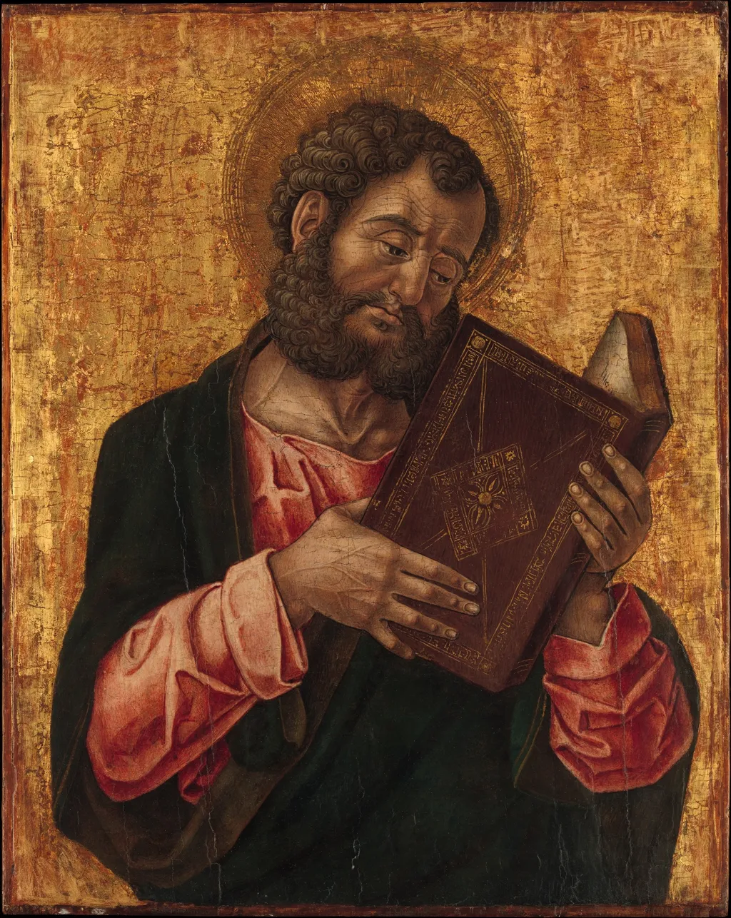 A Saint (Mark?) Reading, by Bartolomeo Vivarini, tempera, 1473