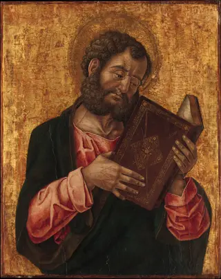 A Saint (Mark?) Reading, by Bartolomeo Vivarini, tempera, 1473