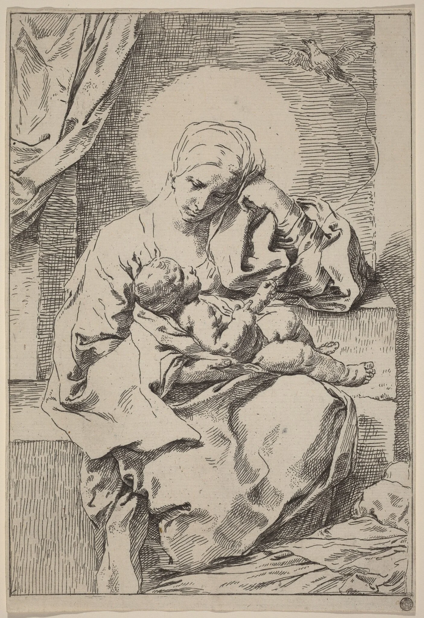 The Virgin and Child with a Bird, detail