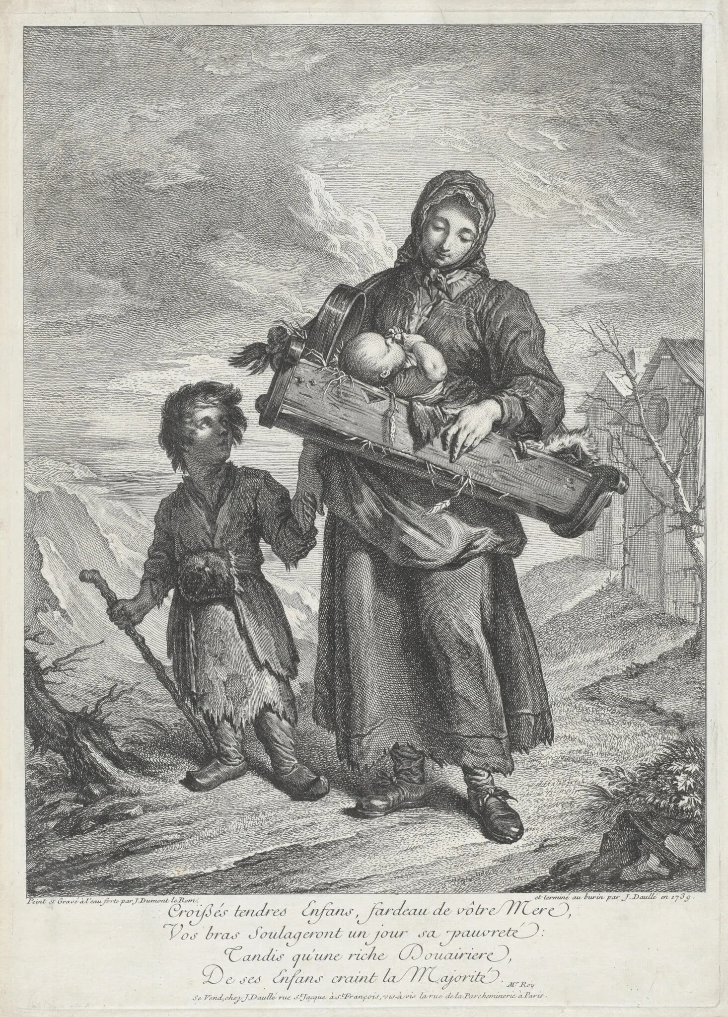 A Young Mother Carrying a Crib, detail