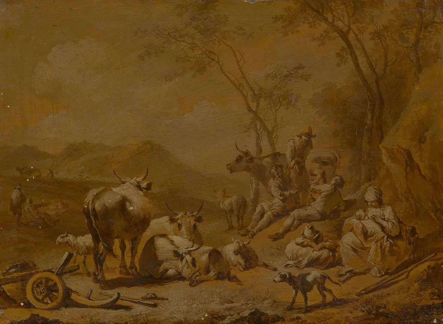 Landscape with Herdsmen and Herd (copy ?), detail