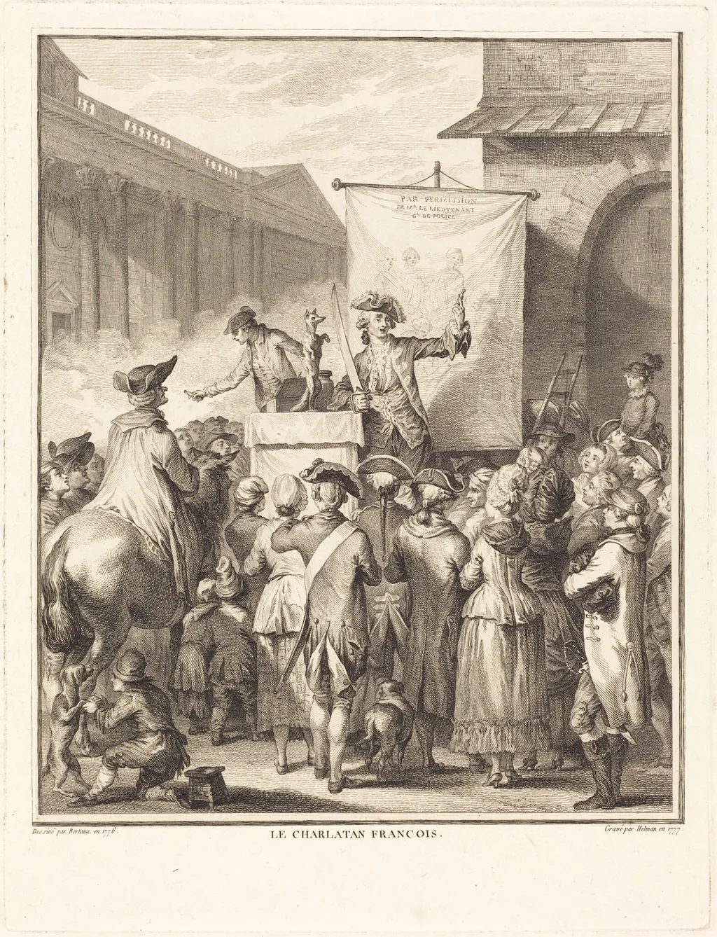 Le charlatan français, by Isidore-Stanislas Helman, ink, 1777