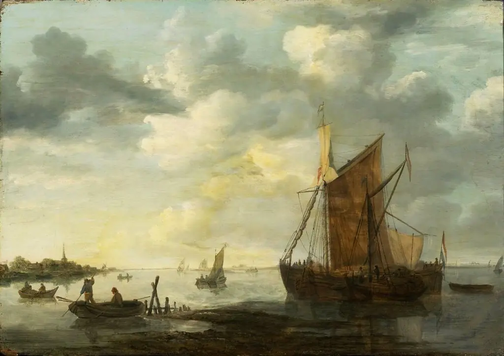 Evening on the Maas, by Jan van Goyen, oil, 1645
