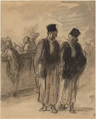 Two Lawyers, by Honoré Daumier, crayon, 1844