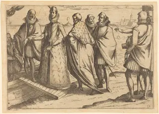 Embarkation at Genoa, by Jacques Callot, ink, 1612