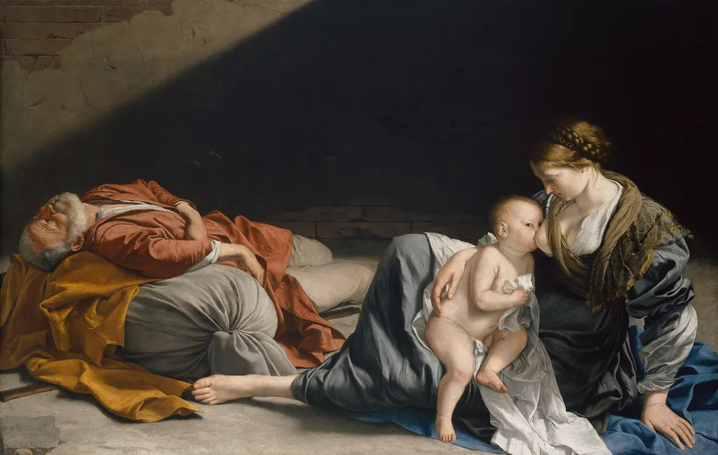 Rest on the Flight into Egypt, by Orazio Gentileschi, oil, 1622