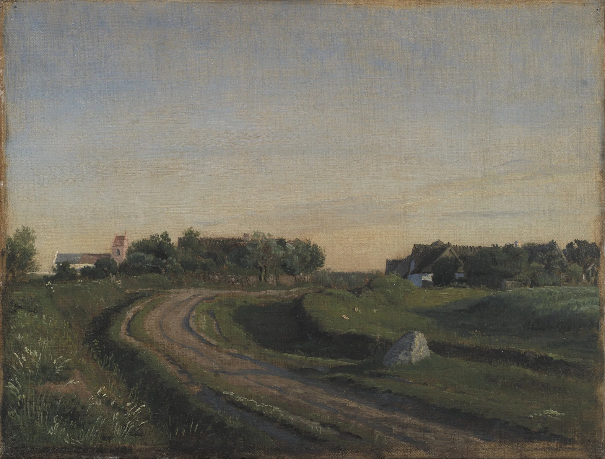 Vejby with the Church seen from the North. Evening Light. Zealand, detail